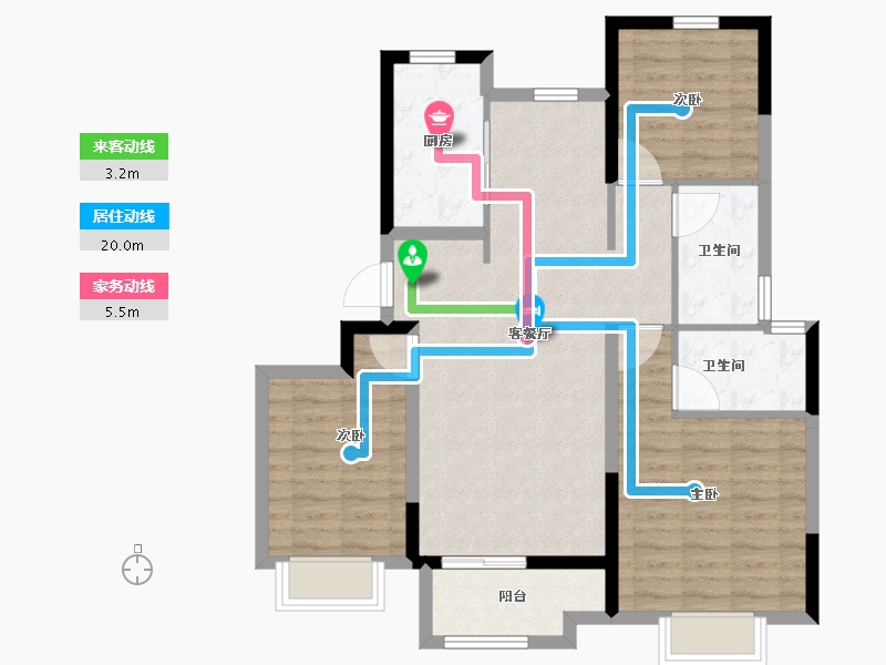 天津-天津市-新城·玺樾熙棠​-87.20-户型库-动静线