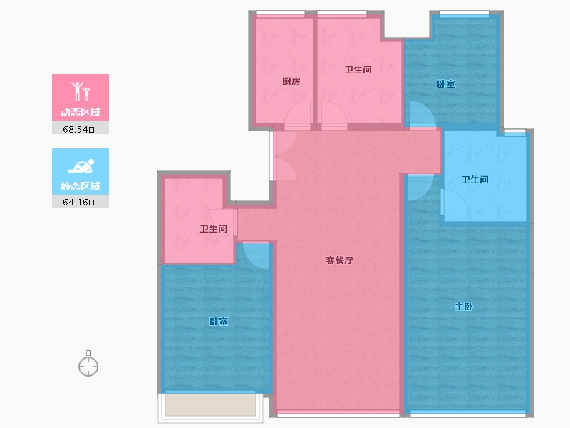 北京-北京市-北科建水岸雁栖·观澜墅-120.80-户型库-动静分区