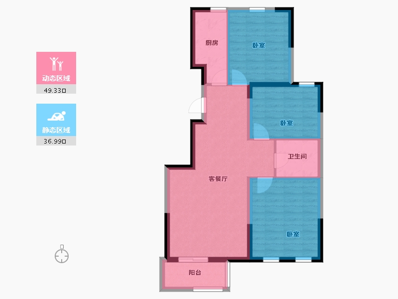 天津-天津市-北新玉龙湾-77.43-户型库-动静分区