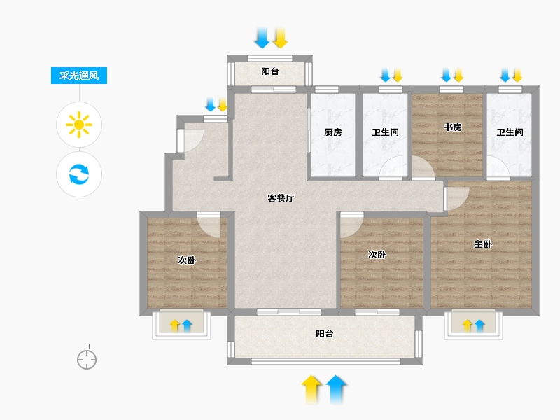 江苏省-南京市-禹洲金茂固城湖·金茂逸墅-102.40-户型库-采光通风