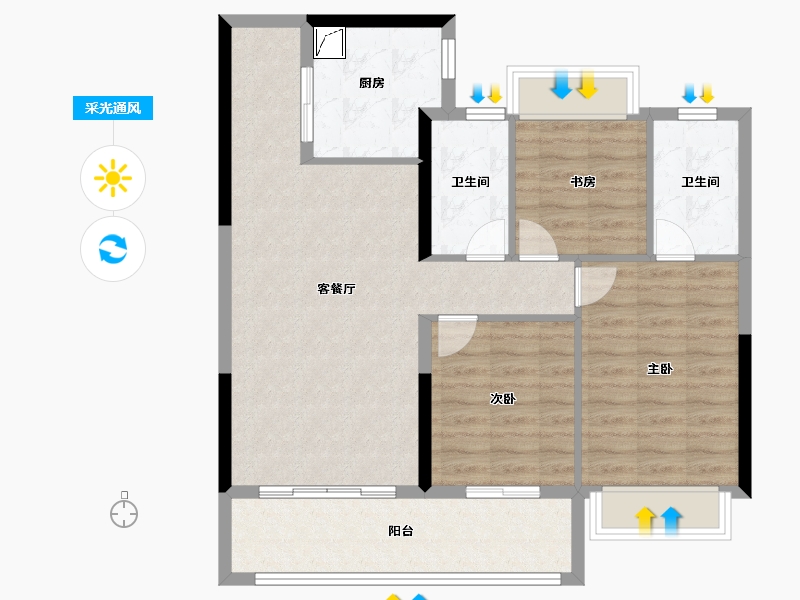 江苏省-南京市-紫樾府-88.01-户型库-采光通风