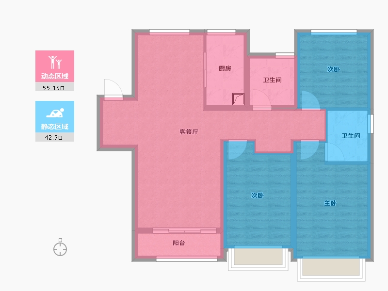 天津-天津市-南开·宸院-86.92-户型库-动静分区