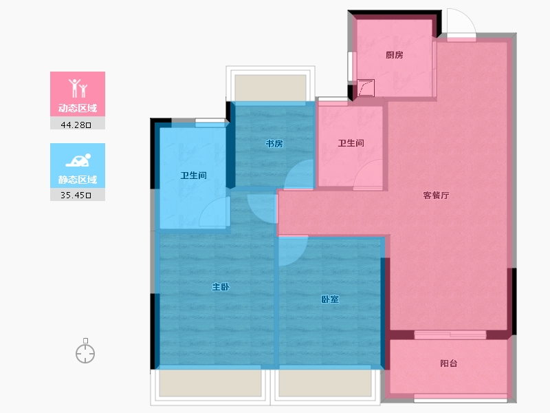 浙江省-杭州市-滨江旭辉滨旭府-71.29-户型库-动静分区