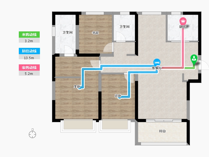 江苏省-南京市-德盈·龙华国际广场-96.81-户型库-动静线