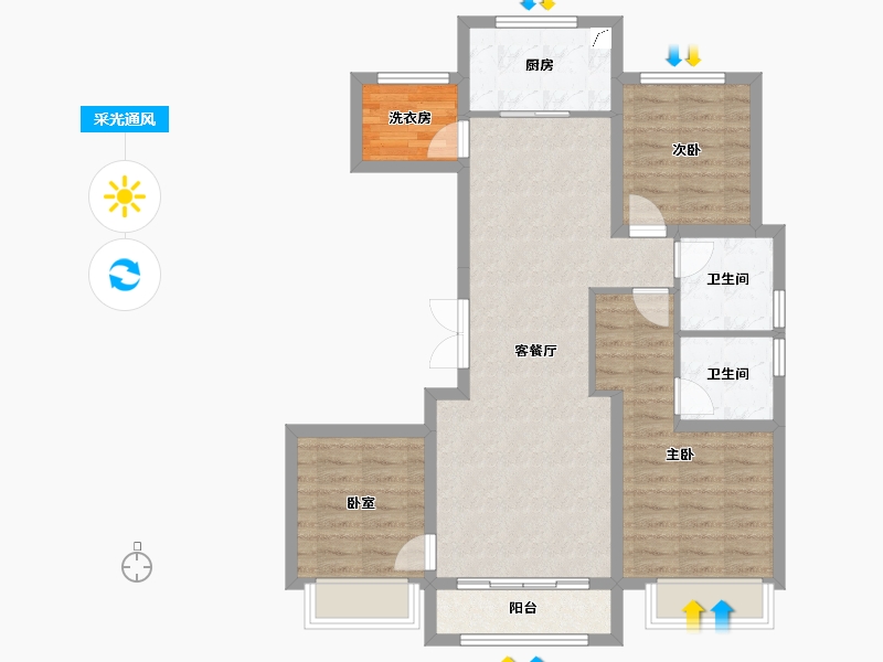 天津-天津市-南开·宸院-87.47-户型库-采光通风