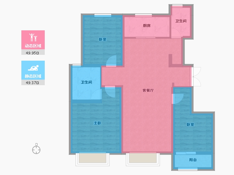 天津-天津市-中建海纳府-88.35-户型库-动静分区