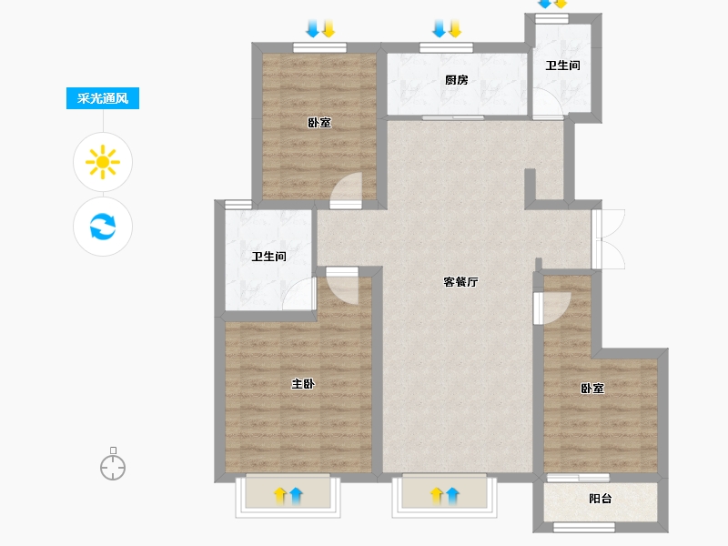 天津-天津市-中建海纳府-88.35-户型库-采光通风