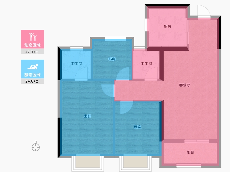 浙江省-杭州市-荣安春熙上和湾-68.88-户型库-动静分区