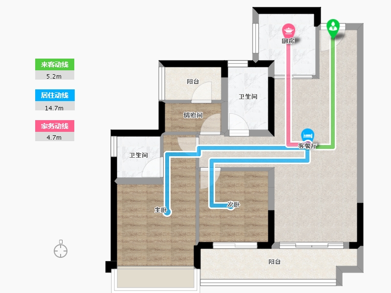 广东省-佛山市-映月湖保利天珺-74.01-户型库-动静线