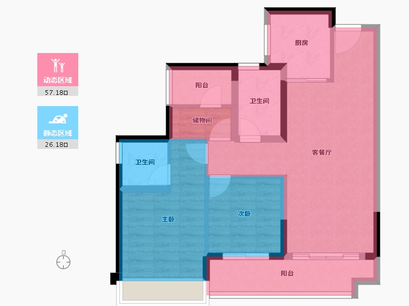 广东省-佛山市-映月湖保利天珺-74.01-户型库-动静分区