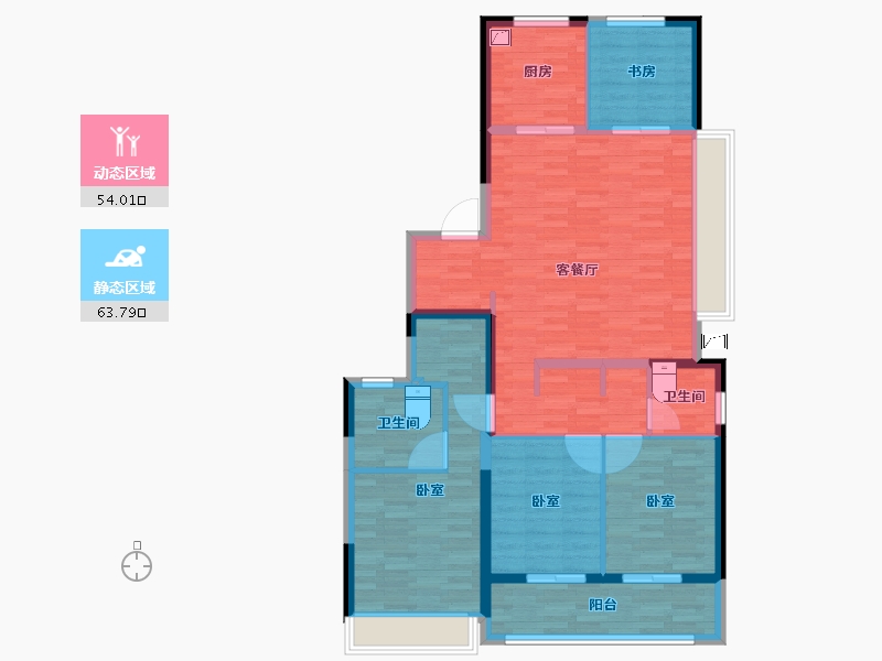 浙江省-杭州市-万科湖印光年府-105.54-户型库-动静分区