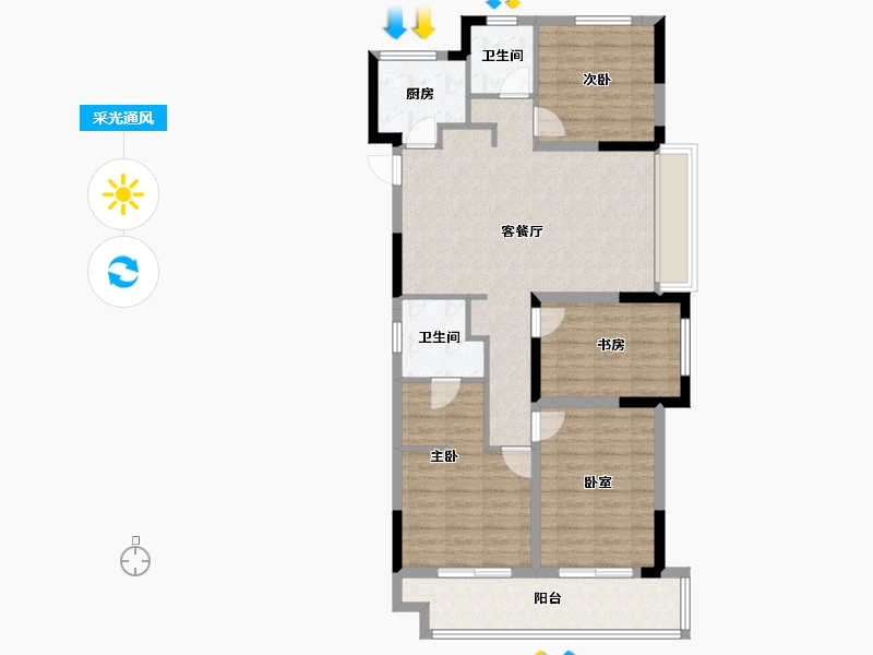 浙江省-杭州市-杭州融创城-98.40-户型库-采光通风