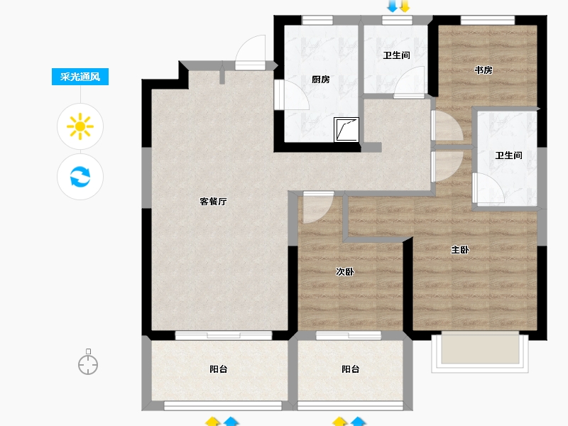 江苏省-南京市-德盈·龙华国际广场-80.01-户型库-采光通风