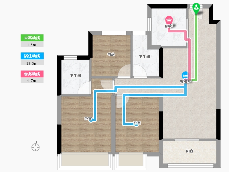 浙江省-杭州市-樟宜翠湾-68.90-户型库-动静线