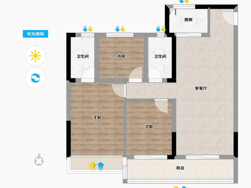 浙江省-杭州市-伟业熙境府-78.22-户型库-采光通风