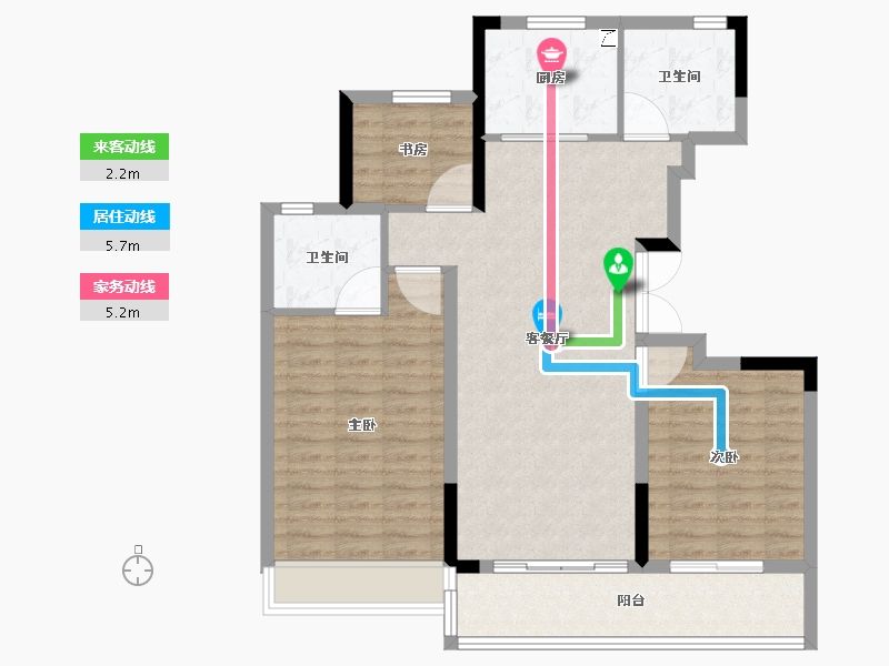 浙江省-杭州市-天润西麓府-94.00-户型库-动静线