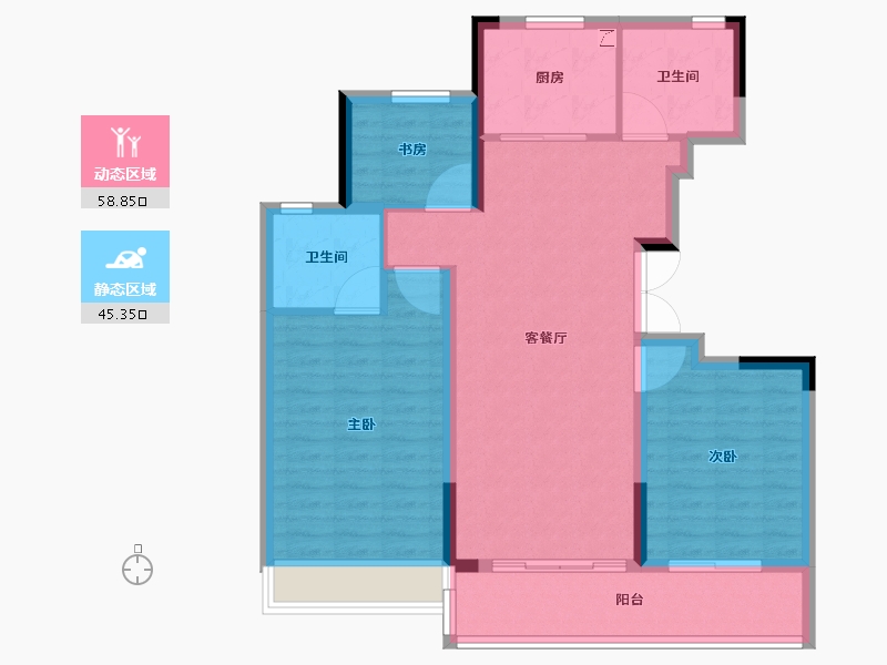 浙江省-杭州市-天润西麓府-94.00-户型库-动静分区