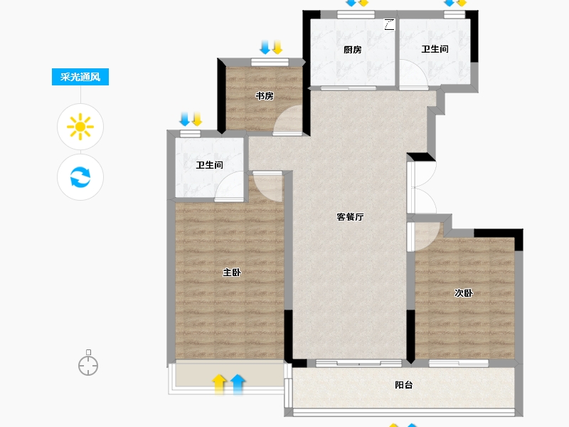 浙江省-杭州市-天润西麓府-94.00-户型库-采光通风