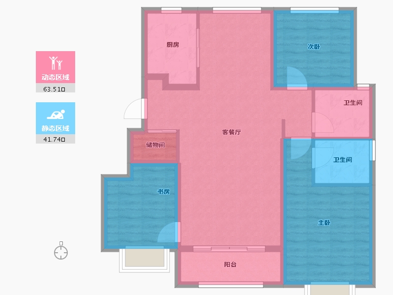 天津-天津市-宜禾南湾-94.40-户型库-动静分区