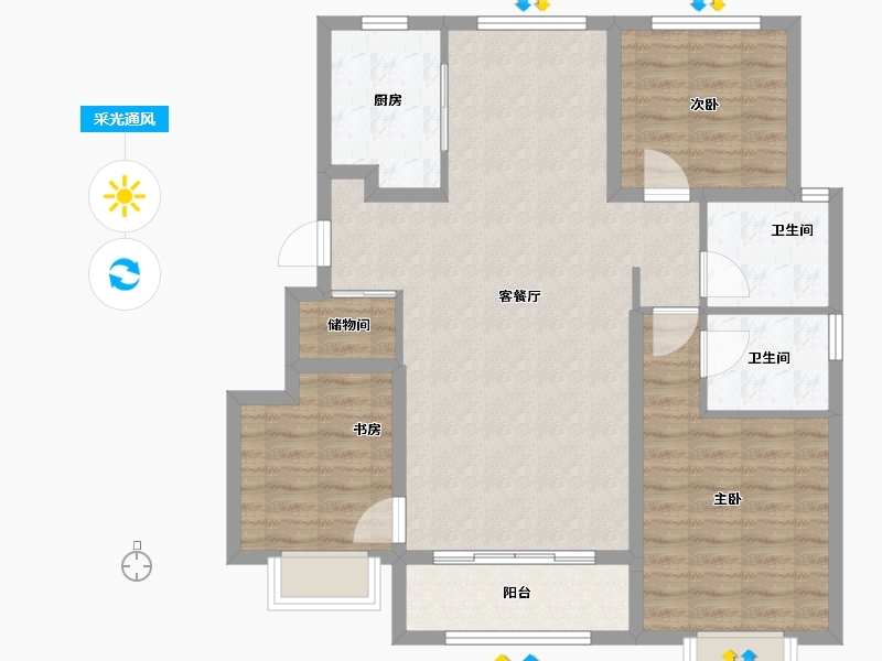 天津-天津市-宜禾南湾-94.40-户型库-采光通风