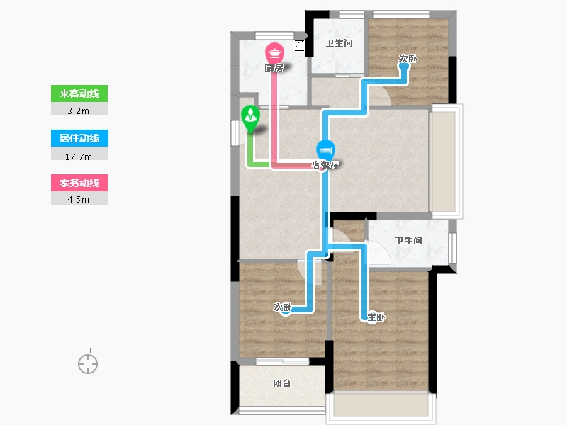 浙江省-杭州市-伟业熙境府-70.36-户型库-动静线