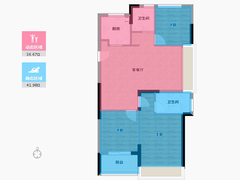 浙江省-杭州市-伟业熙境府-70.36-户型库-动静分区