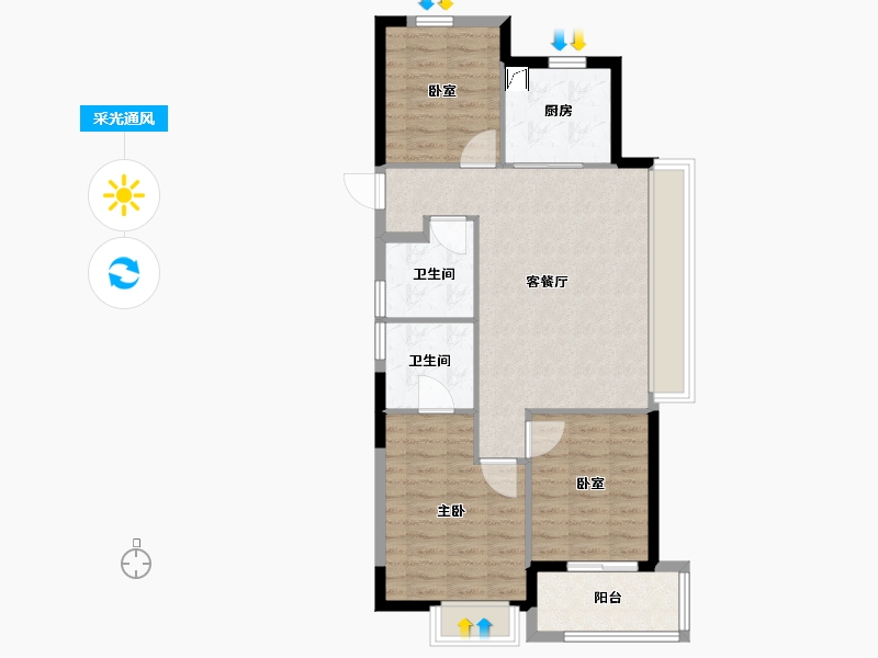 浙江省-杭州市-滨江旭辉滨旭府-80.00-户型库-采光通风