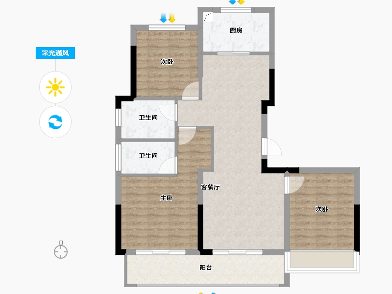 浙江省-杭州市-伟业熙境府-88.00-户型库-采光通风