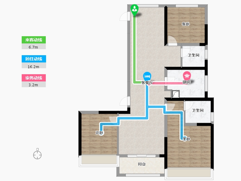 浙江省-杭州市-富力中心住宅-105.00-户型库-动静线