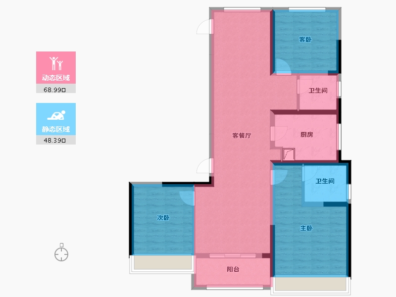 浙江省-杭州市-富力中心住宅-105.00-户型库-动静分区