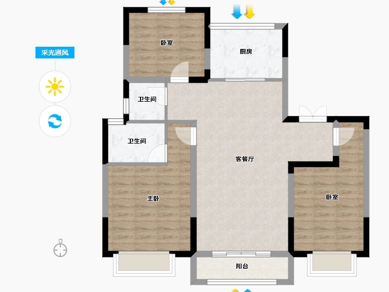 天津-天津市-成宁府-89.65-户型库-采光通风