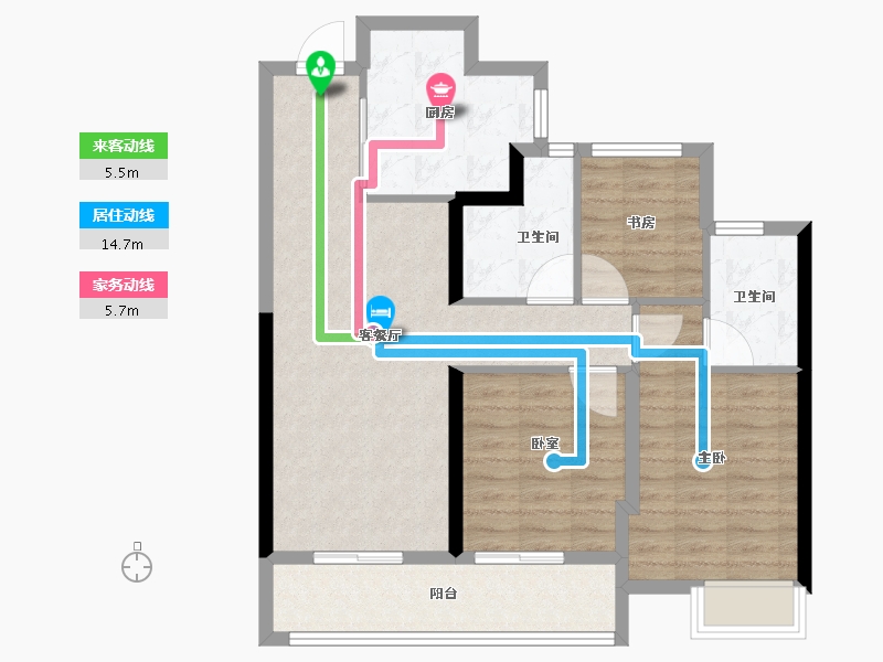 浙江省-杭州市-万科日耀之城-84.00-户型库-动静线