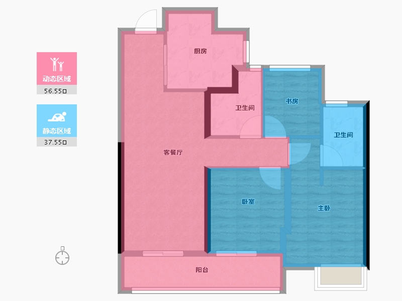 浙江省-杭州市-万科日耀之城-84.00-户型库-动静分区