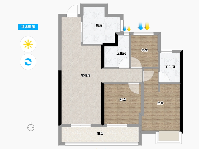 浙江省-杭州市-万科日耀之城-84.00-户型库-采光通风