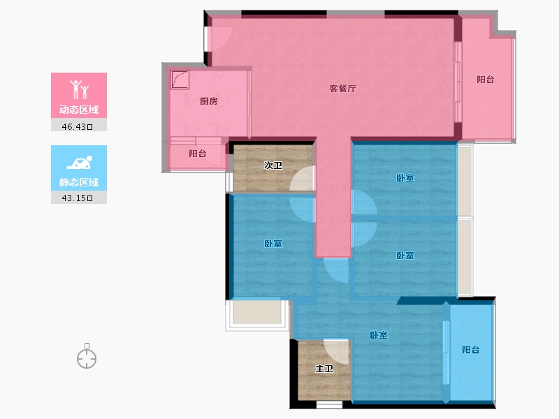 海南省-海口市-锦顺名居-87.63-户型库-动静分区