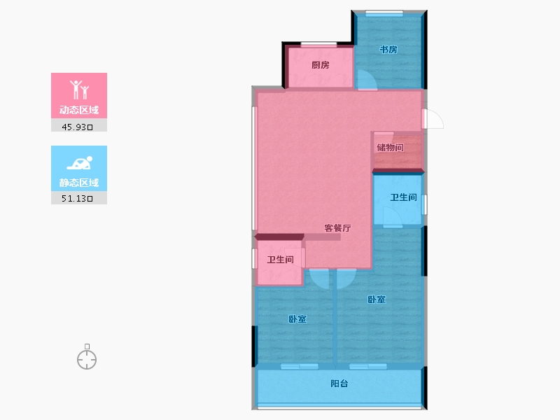 浙江省-杭州市-三盛大家汝悦美境府-87.40-户型库-动静分区