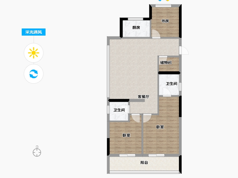 浙江省-杭州市-三盛大家汝悦美境府-87.40-户型库-采光通风