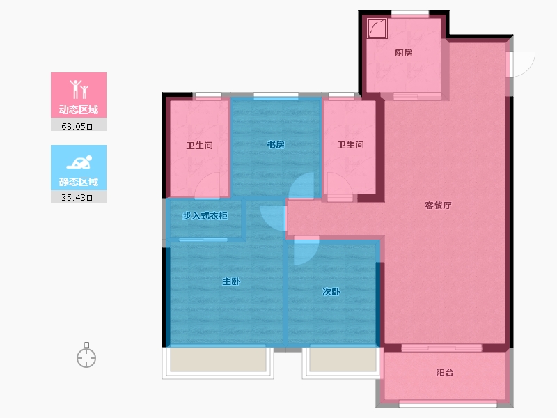 江苏省-南京市-江山大境-88.00-户型库-动静分区