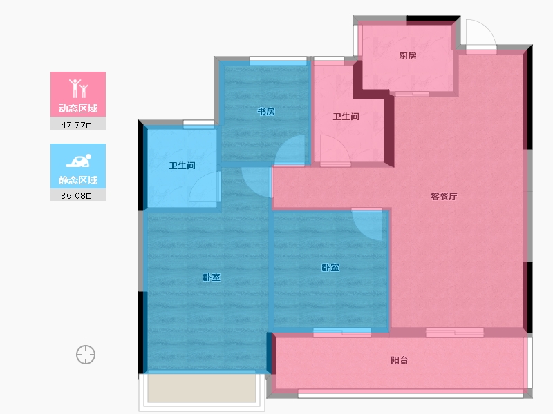 浙江省-杭州市-三盛大家汝悦美境府-75.31-户型库-动静分区