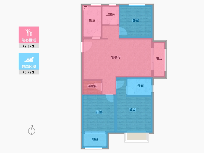 天津-天津市-金辉城中央云著-85.84-户型库-动静分区