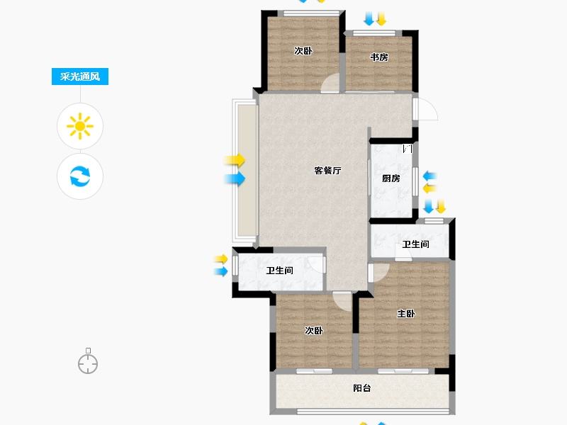 浙江省-杭州市-滨康天曜城-99.20-户型库-采光通风