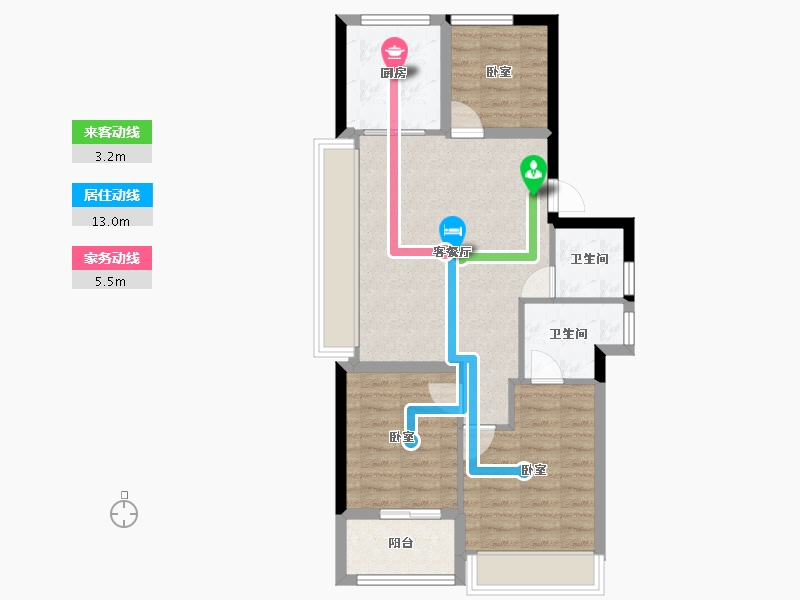 浙江省-杭州市-樟宜翠湾-70.46-户型库-动静线