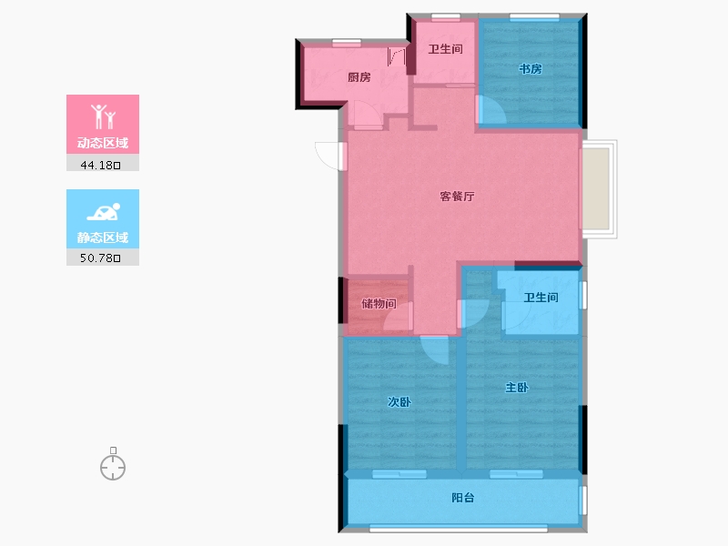 浙江省-杭州市-香栖天第-84.00-户型库-动静分区