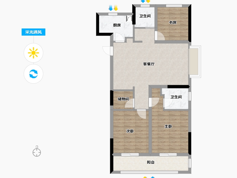 浙江省-杭州市-香栖天第-84.00-户型库-采光通风