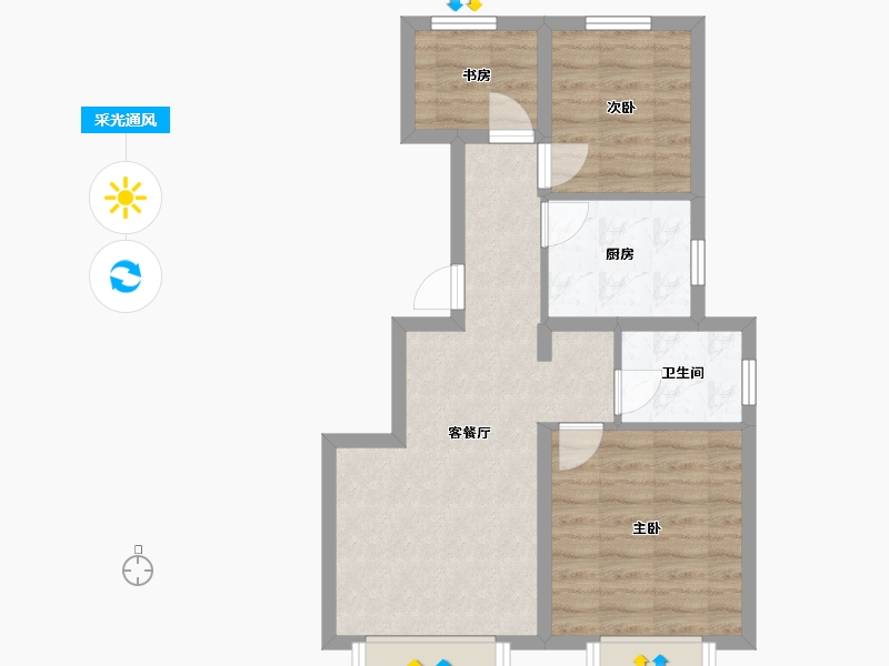 天津-天津市-中建锦绣丽城当红-55.52-户型库-采光通风