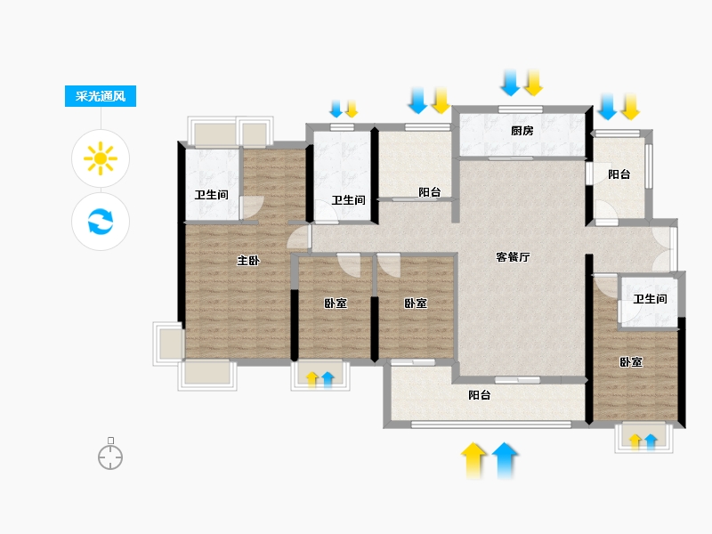 广东省-佛山市-保利珑门-142.00-户型库-采光通风