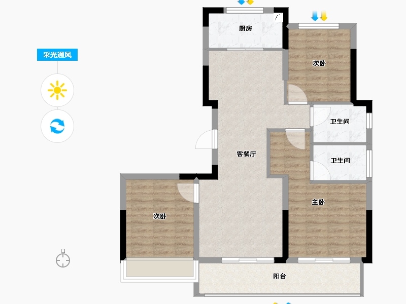 浙江省-杭州市-伟业熙境府-88.00-户型库-采光通风