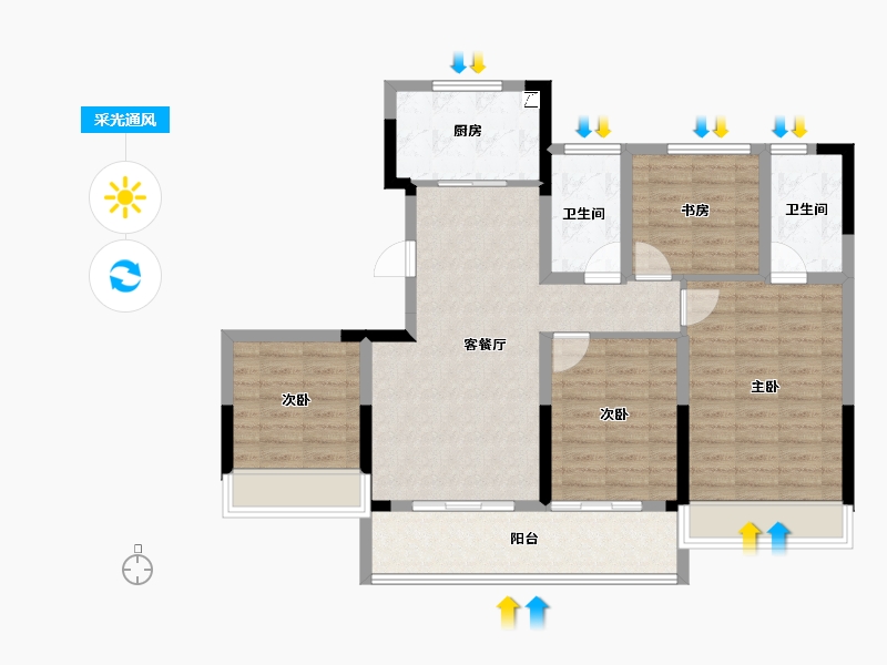 浙江省-杭州市-伟业熙境府-96.00-户型库-采光通风