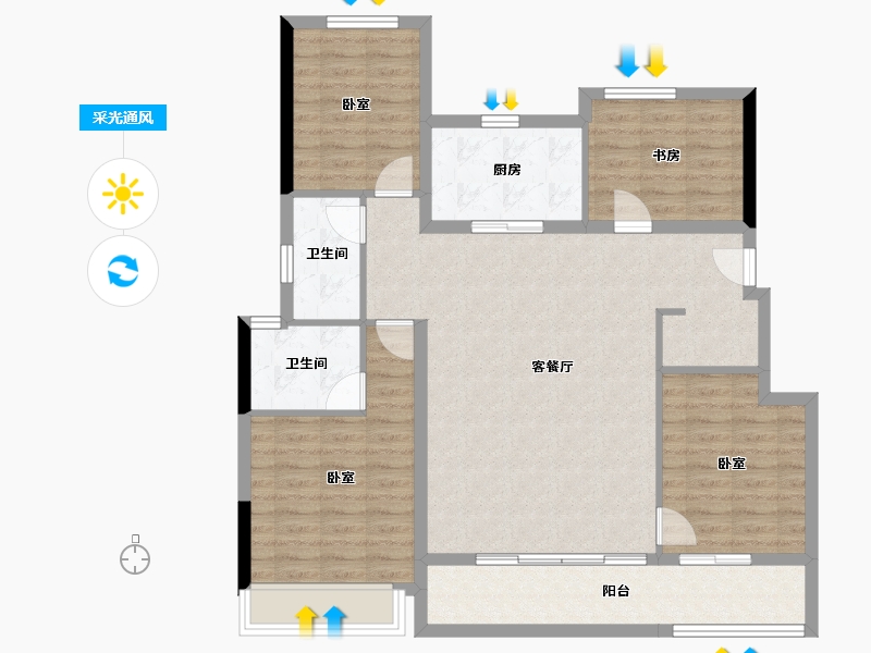 浙江省-杭州市-樟宜翠湾-109.81-户型库-采光通风