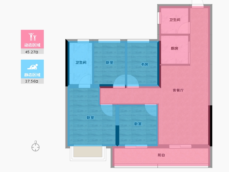 浙江省-杭州市-荣盛江荣府-73.30-户型库-动静分区